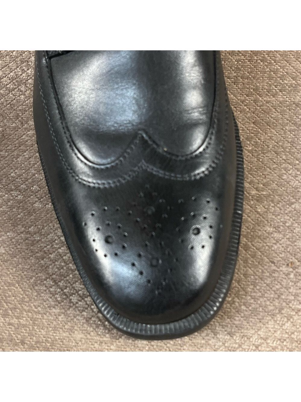 NUNN BUSH Men’s Black Wingtip Lace Up Leather Dress Shoes sz 9.5M LIKE NEW - Picture 4 of 16